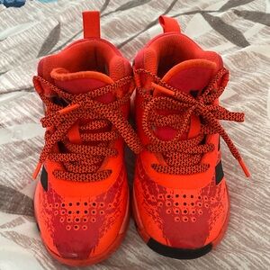 Adidas High Top Cloud Foam Red Leather Kids Sneakers Sz 11-1/2k Basketball